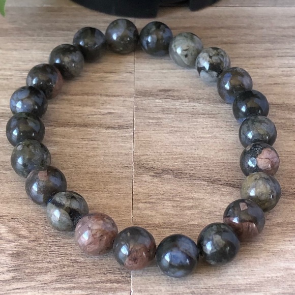 Glaucophane Natural Stone Beads Stretchable Bracelet 7" - 8mm Beads - Picture 2 of 2